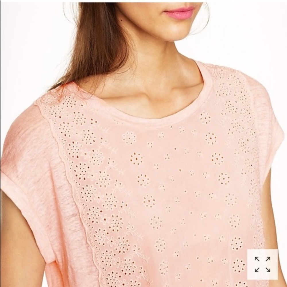 J Crew Silk Linen Eyelet T-shirt - Picture 2 of 8